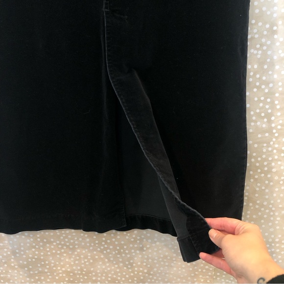 Eddie Bauer Black Velvet Long Skirt Front Split Pockets Belt Loops Size 14 TALL - Picture 4 of 7